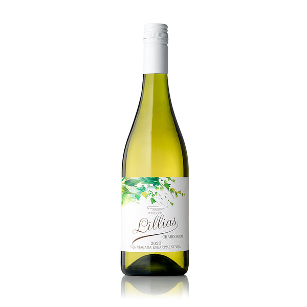 A bottle of Lillias White Wine Chardonnay